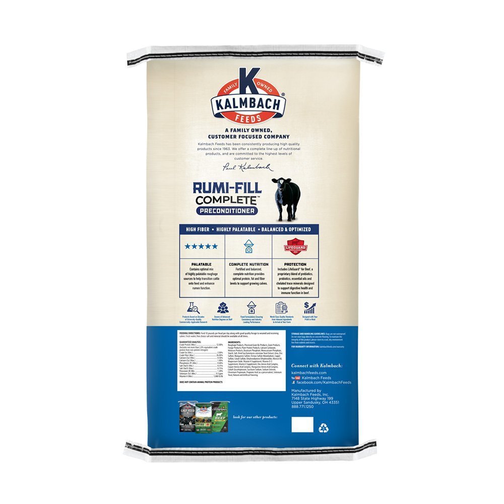 Kalmbach Feeds Rumi-Fill Complete unmedicated cattle feed bag back