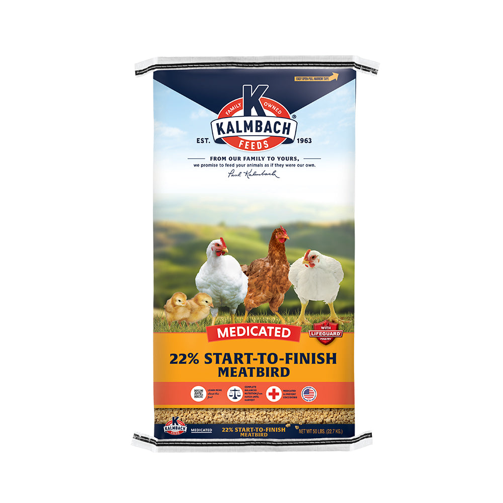 22% Start-To-Finish Medicated Meatbird Feed – Kalmbach Feeds®