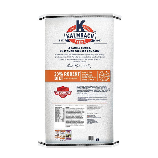 kalmbach 23% rodent diet rodent feed back bag